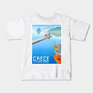 Vintage Travel Poster Greece Ile de Corfu Kids T-Shirt